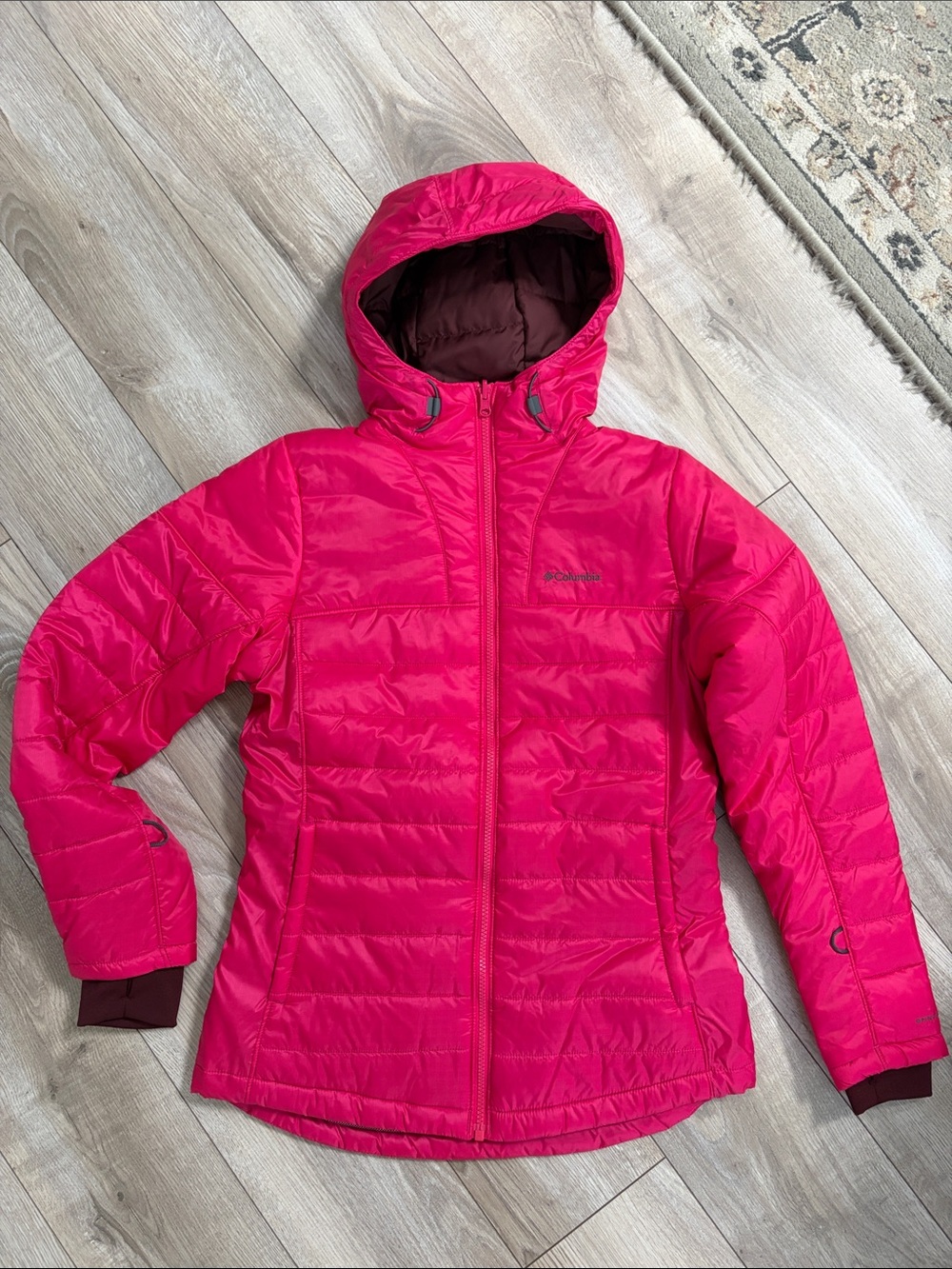Columbia Women's Bright Pink Hooded Puffer Jacket